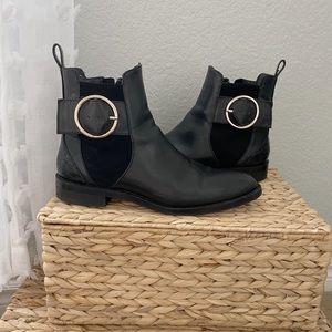 ZARA booties with gold buckle